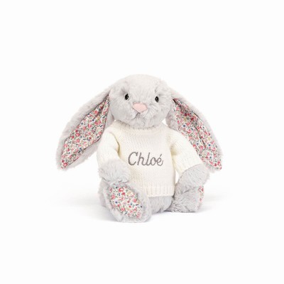 Jellycat Blossom Silver Konijn with Cream Jumper | NS7345192